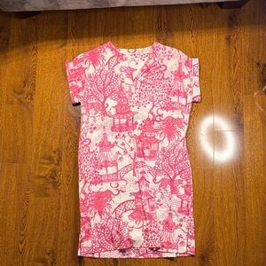 Pink and White Patterned Women's Dress